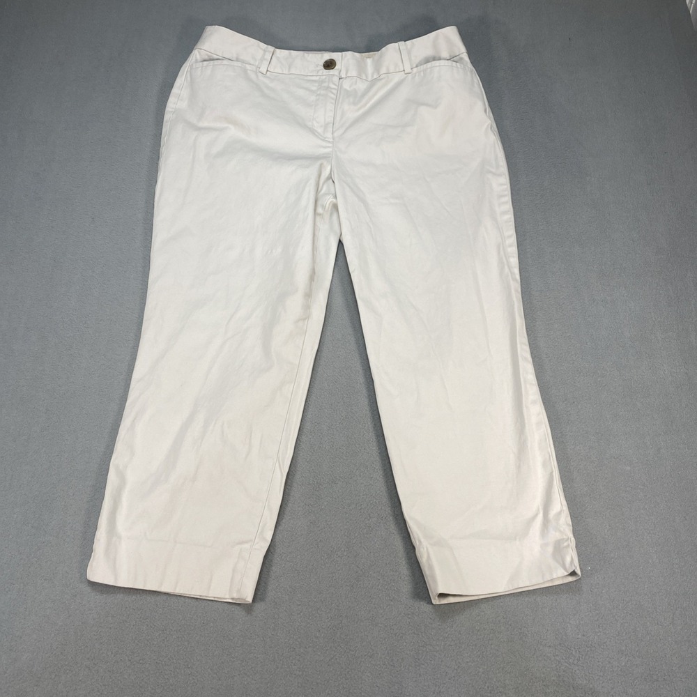 Talbots Petites Women's Khaki Crop Pants 10P The Perfect Crop Flat Front